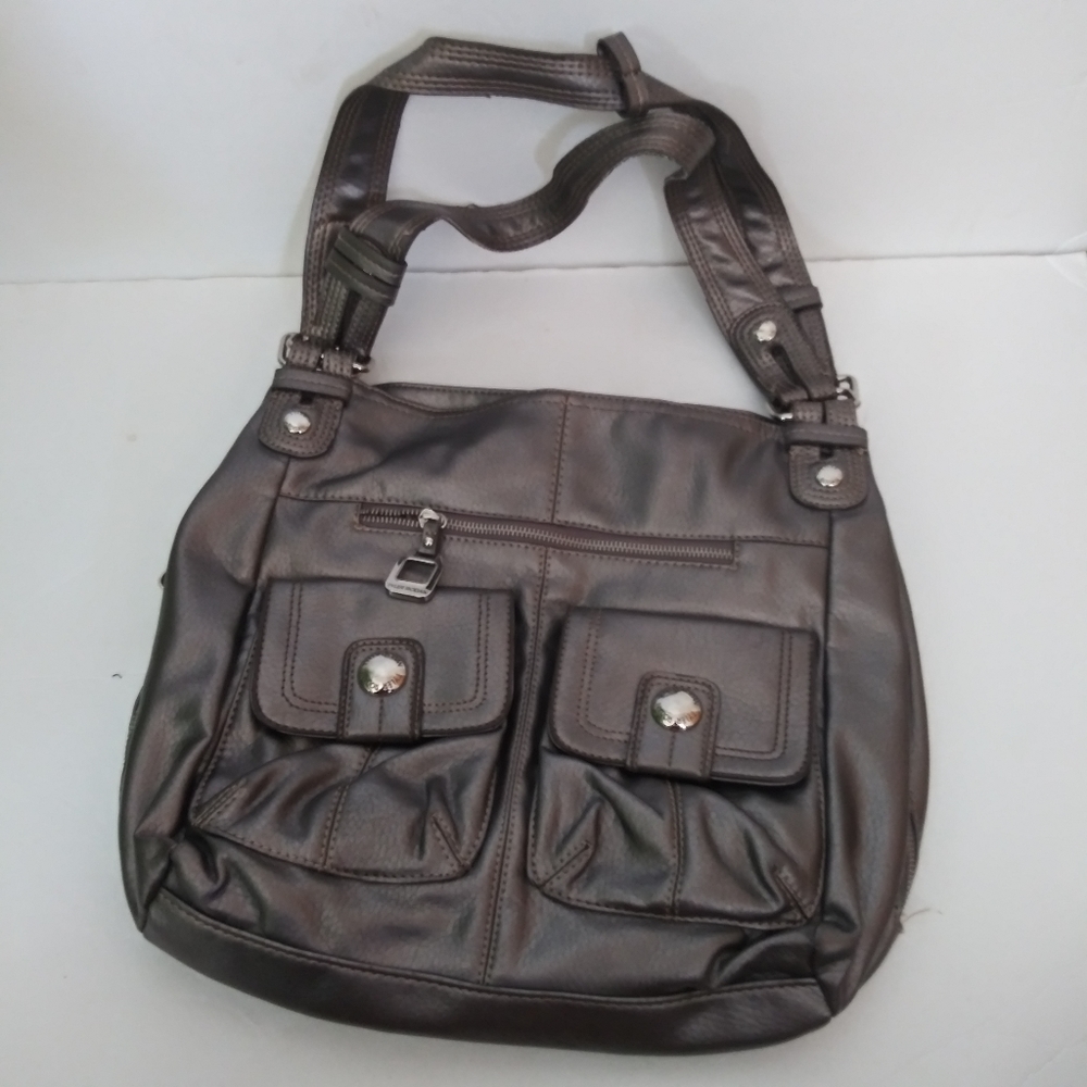 Tyler Rodan dark silver leather hobo purse
